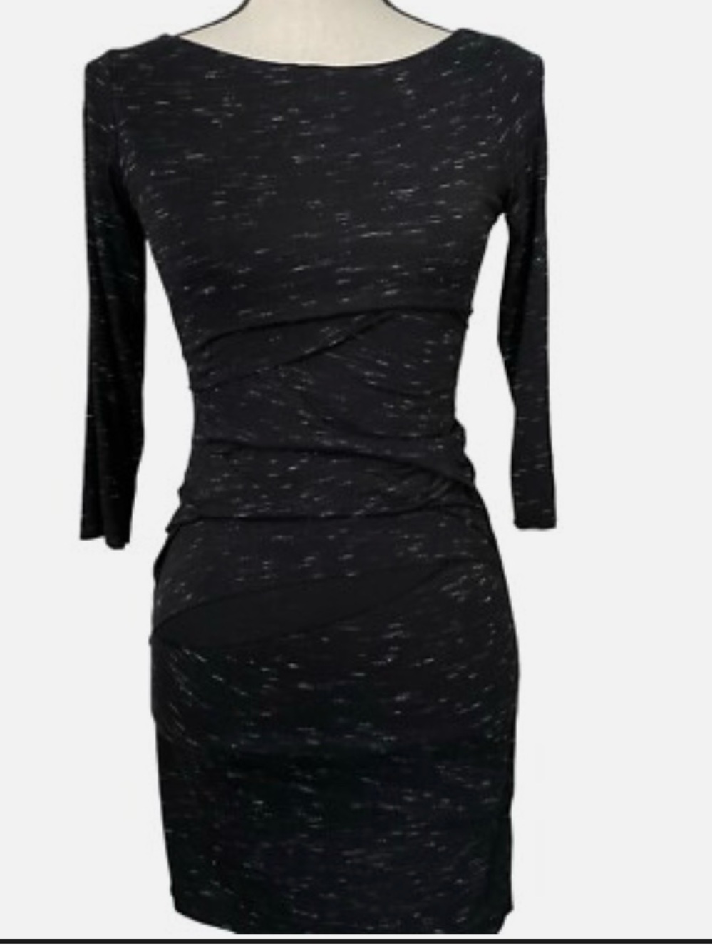 Bailey 44 Black Speckled Long-Sleeve Sheath Dress M